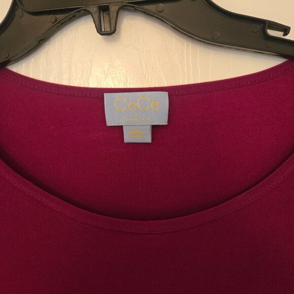 CeCe dark burgundy L/S top with black lace Size XL NWOT - Picture 2 of 5